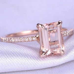 Rose Gold and Morganite Wedding Set